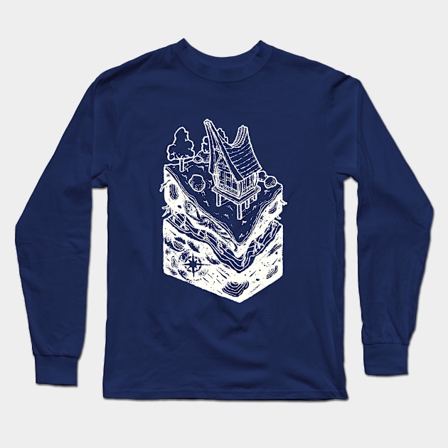 Traditional House Tongkonan Long Sleeve T-Shirt by mapin